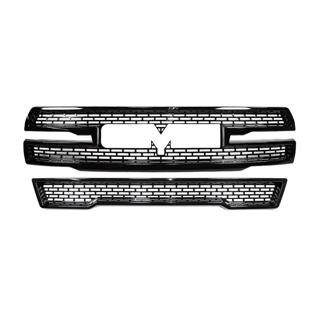 GI179BLK – COAST2COAST Grille Insert, Overlay 2 Piece Set Mesh Style OEM Shape Gloss Black ABS Plastic With Logo Cuto...